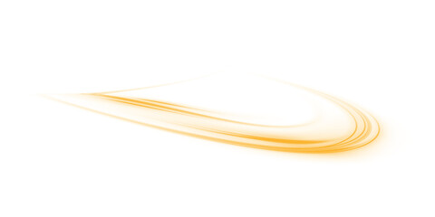 Yellow magic spirals with sparkles. Yellow light effect. Glitter particles with lines. Swirl effect. PNG.