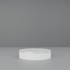 Round grey podium product display. 3D rendering
