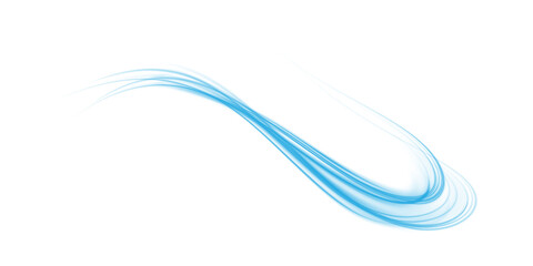 Blue magic spirals with sparkles. Blue light effect. Glitter particles with lines. Swirl effect. PNG.