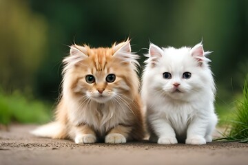 two kittens on a grass generated Ai