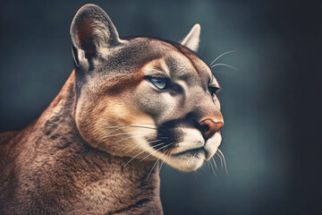 Portrait of a cougar. Animals in the wild. Generative AI.