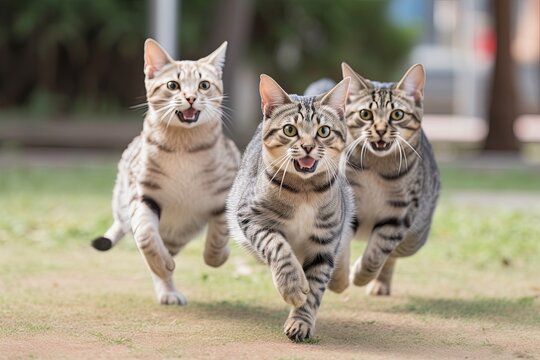 Running happy cats