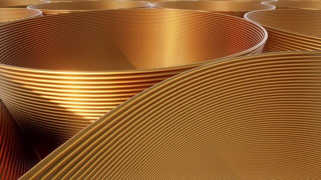 Twisted copper wires glare from metal industrial back 4k
