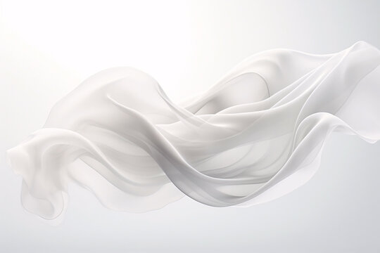 Fototapeta Closeup of rippled white silk satin fabric texture background. Abstract background of white wavy silk or satin.