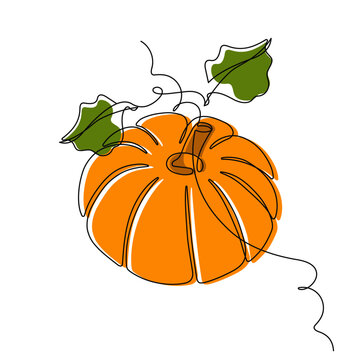 Pumpkin in continuous line art drawing style. Hand drawn vector illustration.