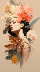 A woman with a flower in her hair. Digital image.