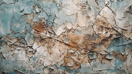 Old wall with peeled plaster background. Generative Ai