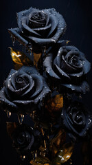 Black gothic wet roses