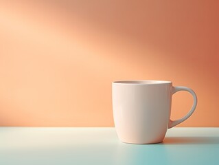 An empty cup on a table with pastel background. suitable for mockup. Generative ai