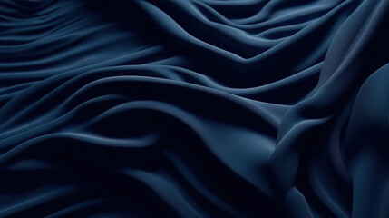 Fototapeta premium Navy silk fabric textured background. Generative Ai