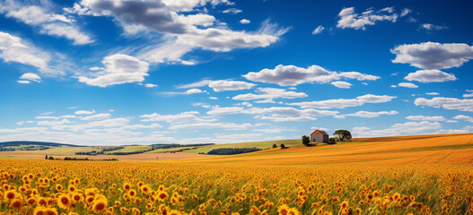 Sunflowers field in the morning