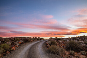 sunset on the road