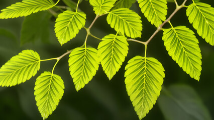 Fototapeta na wymiar Tropical foliage seamless pattern on bokeh background. Close-up leaves display