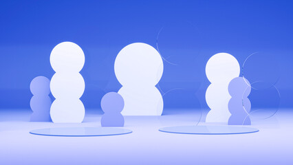 Minimal scene with podium and arch door, abstract background. Pastel purple  and white colors scene. Trendy 3d render for social media banners, promotion, cosmetic product show. Geometric shapes.