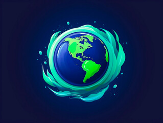 Planet earth in the water. vector illustration for your design. vector illustration.AI Generated