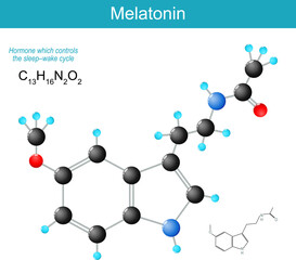 Melatonin molecule. molecular chemical structural formula