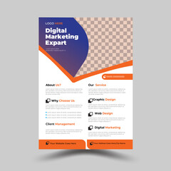 flyer template design marketing, business proposal, promotion, advertise, publication, cover page. new digital marketing flyer set