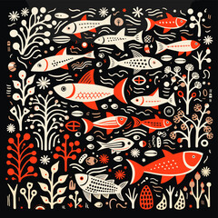 Fish Printmaking Style