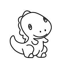 Cute Dinosaur Cartoon Outline for Coloring