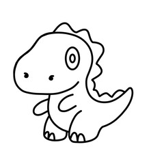 Cute Dinosaur Cartoon Outline for Coloring