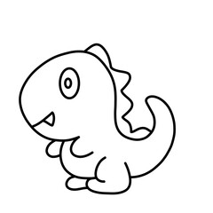 Cute Dinosaur Cartoon Outline for Coloring