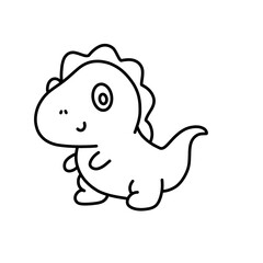 Cute Dinosaur Cartoon Outline for Coloring