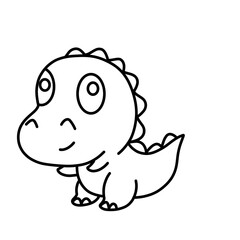 Cute Dinosaur Cartoon Outline for Coloring
