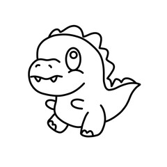 Cute Dinosaur Cartoon Outline for Coloring