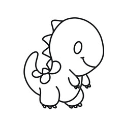 Cute Dinosaur Cartoon Outline for Coloring