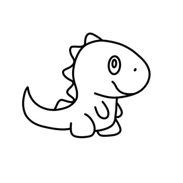 Cute Dinosaur Cartoon Outline for Coloring