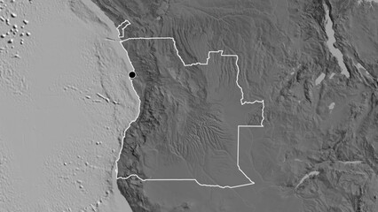 Shape of Angola. Outlined. Bilevel. © zelwanka
