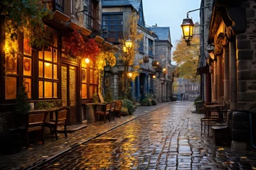 Tuinposter Historic Cobblestone Alleyway, Generative AI © Starlight