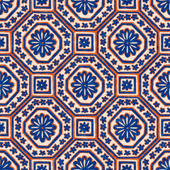 Tile seamless pattern. Grunge vintage texture. Vector illustration. - 628011883