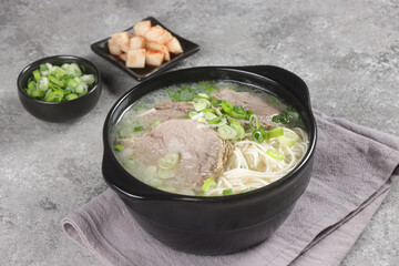 Beef Bone Soup or Seolleongtang is Korean Milky Beef Bone Soup.