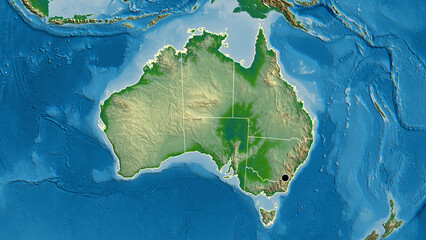 Shape of Australia with regional borders. Physical.