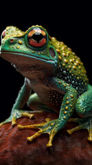 Close-up of a tropical frog. Generated by Ai
