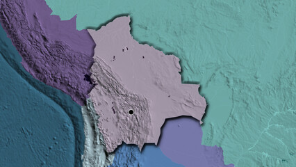 Shape of Bolivia. Bevelled. Administrative.