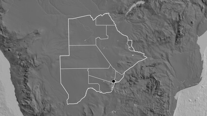 Shape of Botswana. Outlined. Bilevel. © zelwanka