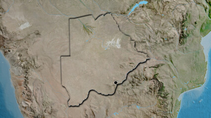Shape of Botswana. Bevelled. Satellite.