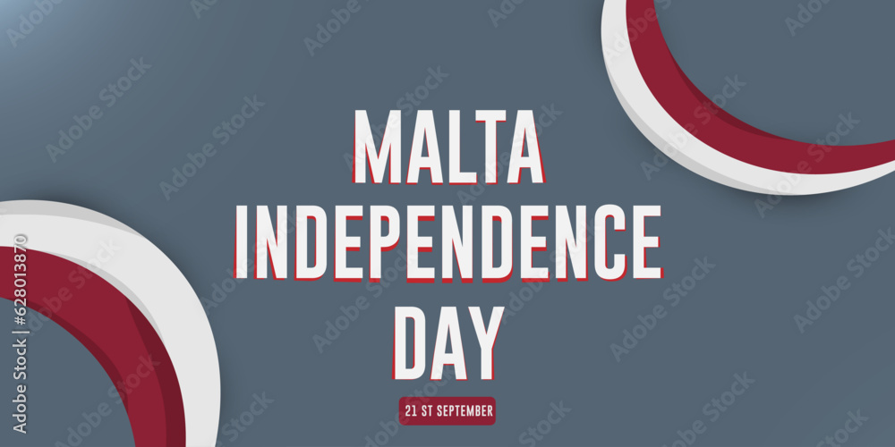 Wall mural Celebrate Malta Independence Day on September 21st with a vector poster design featuring a waving flag backdrop.