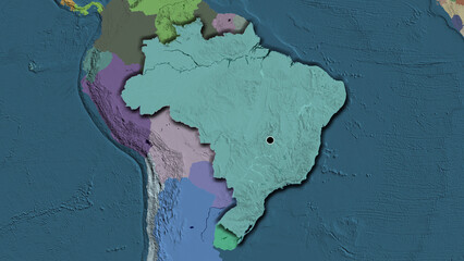 Shape of Brazil. Bevelled. Administrative.