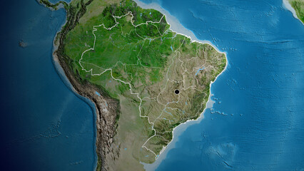 Shape of Brazil with regional borders. Satellite.