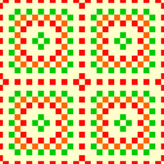 Checks wallpaper. Seamless geometric pattern. Squares background. Polygons ornament. Geometrical motif. Digital paper. Embroidery textile print. Web design. Vector.