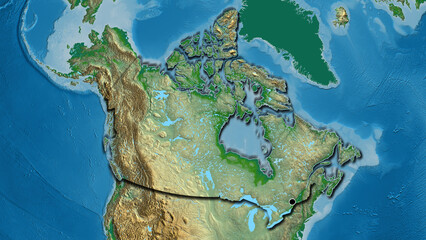 Shape of Canada. Bevelled. Physical.
