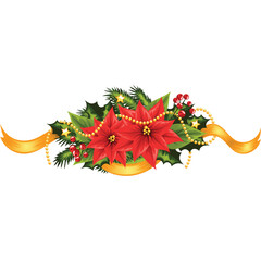 Christmas decoration  with xmas details on the transparent background.