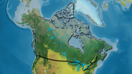 Shape of Canada. Bevelled. Topographic.