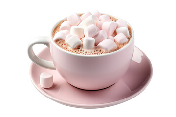 Hot chocolate marshmallow isolated on transparent background. Generative Ai