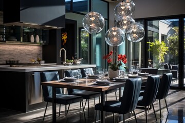 Fototapeta na wymiar Stylish And Modern Dining Area, Generative AI