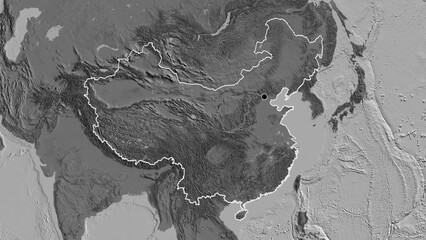 Shape of China. Outlined. Bilevel.