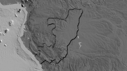 Shape of Republic of the Congo. Bevelled. Bilevel. © zelwanka